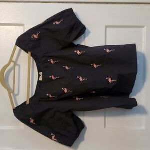 Sugarhill Brighton Organic Cotton Top with Embroidered Flamingos NWT